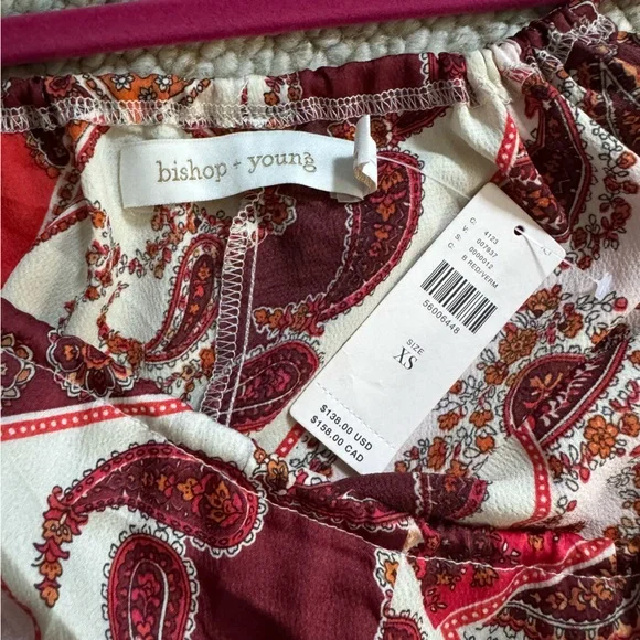 NWT Anthropologie Bishop + Young Maroon Paisley Jumpsuit Size XS - Picture 2 of 2